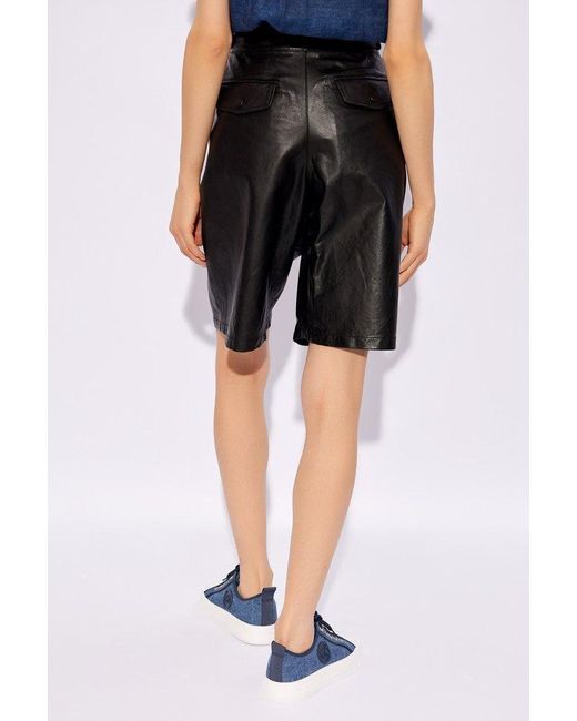 Emporio Armani Black Leather Shorts,