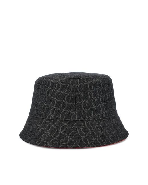 Christian Louboutin Black Bobino Jacquard Monogram Bucket Hat for men