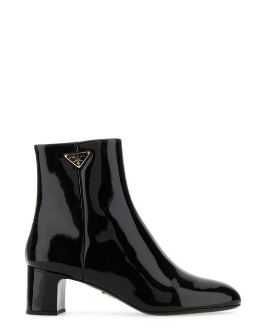 Prada Black Patent Leather Ankle Boots