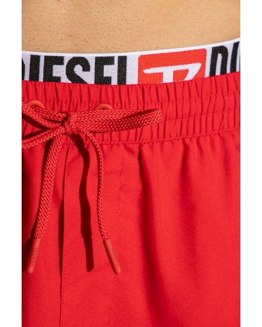DIESEL Red Bmbx-visper-41 Logo Printed Drawstring Swim Shorts for men