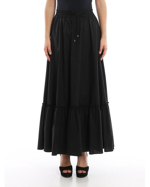 Pinko Black Flounce Detailed Drawstring Skirt