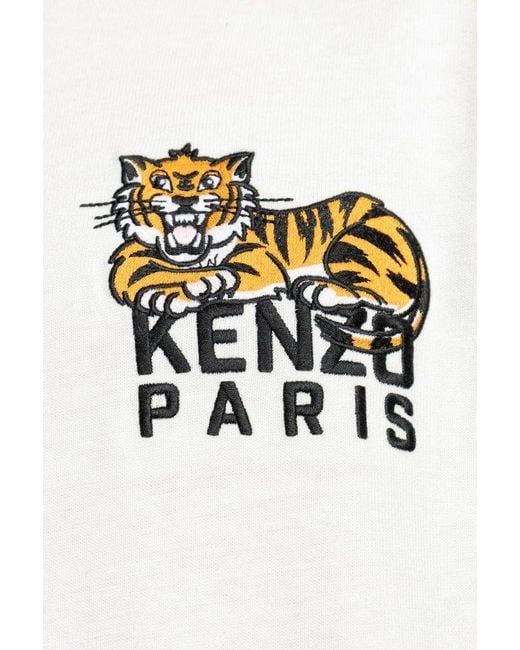 KENZO Black Logo Embroidered Crewneck T-Shirt for men