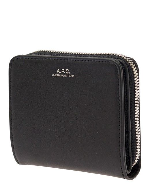 A.P.C. Black 'Emmanuel' Wallet With Embossed Logo for men