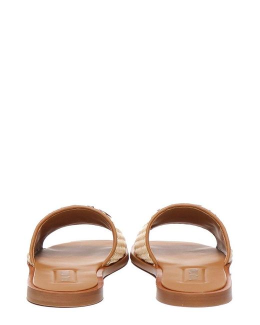 Miu Miu Brown Logo-detailed Slip-on Sandals