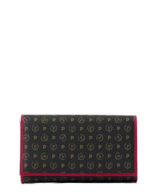 Pollini Gray Monogram Printed Folded Wallet