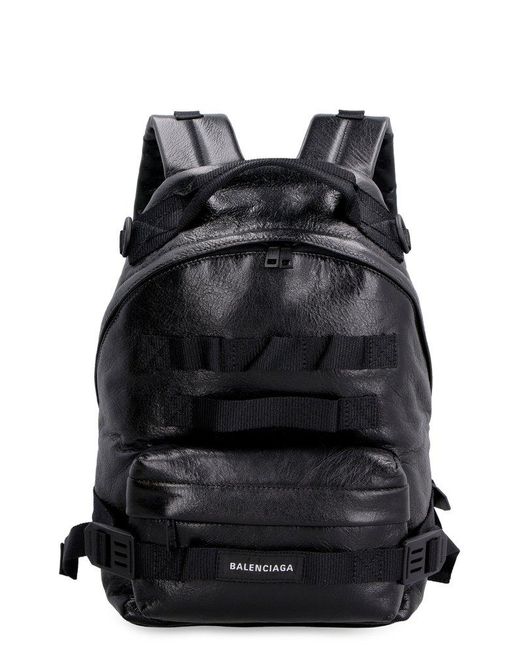 Balenciaga Black Leather Backpack for men