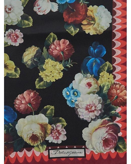 Dolce & Gabbana Multicolor Nocturnal Flower Silk Scarf
