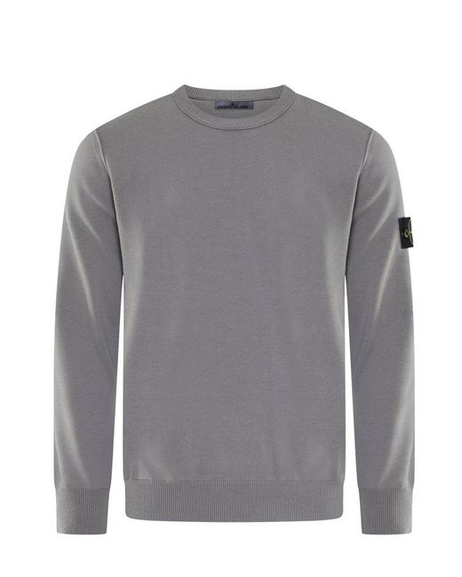 Stone Island Gray Compass Patch Crewneck Jumper for men