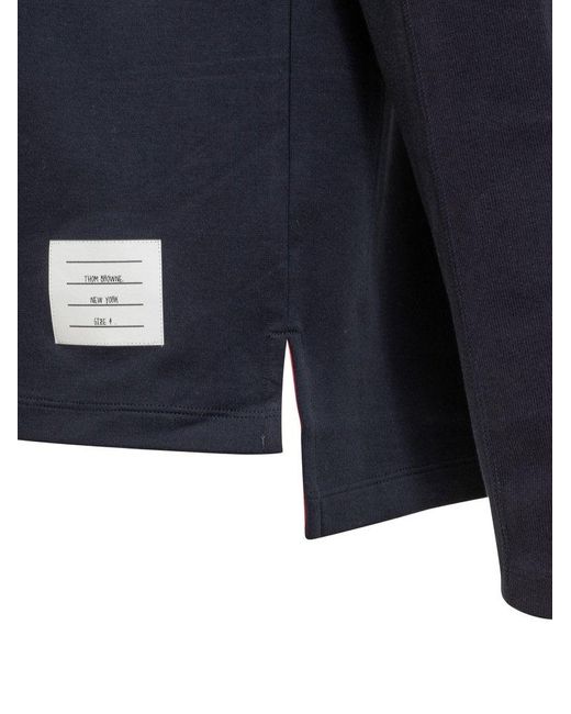 Thom Browne Blue 4-bar Striped Crewneck Sweatshirt for men