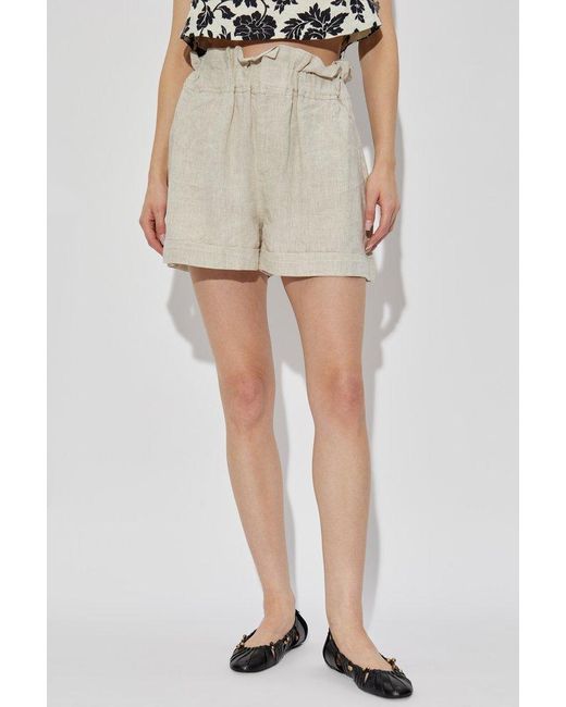 Posse Natural High-Waist Pleated Shorts