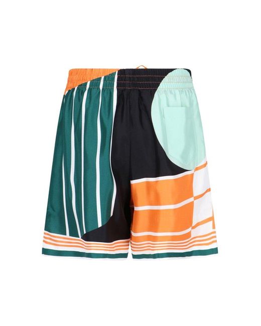Casablancabrand Blue Drawstring Abstract Printed Court Shorts for men