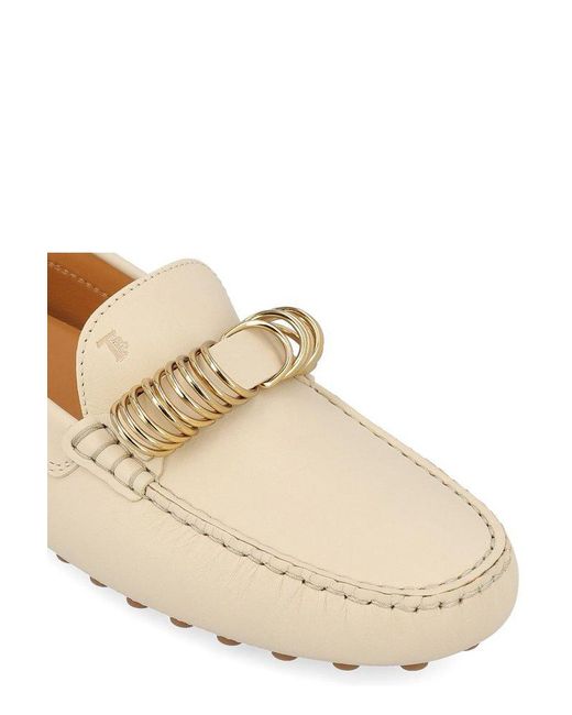 Tod's Natural Ring Embellished Loafers