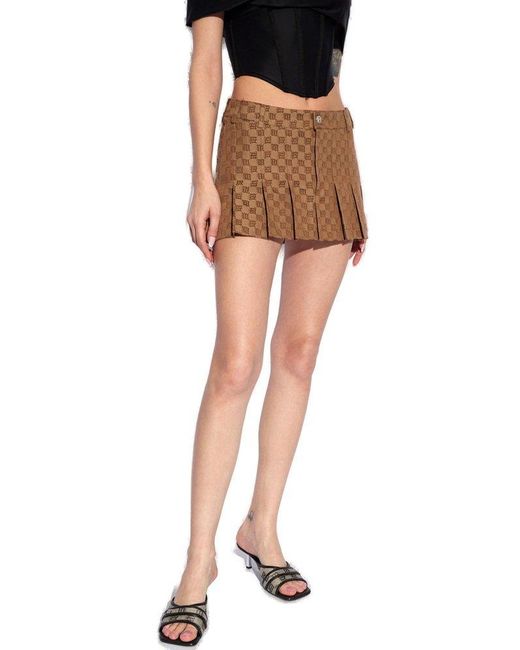 M I S B H V Brown Pleated Skirt,
