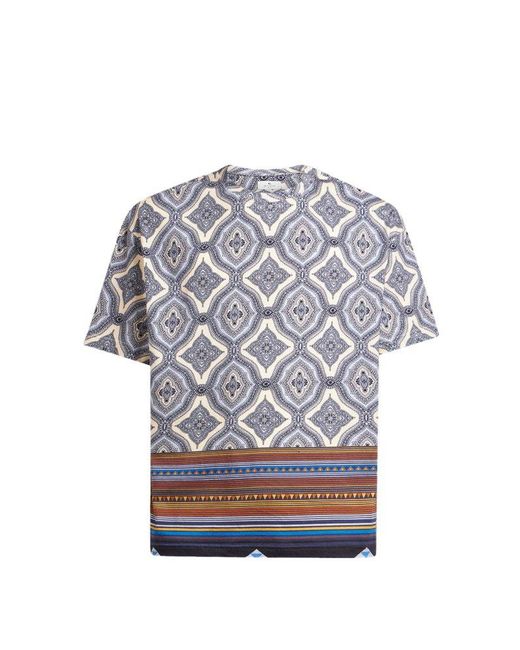 Etro Gray Paisley Printed Crewneck T-Shirt for men