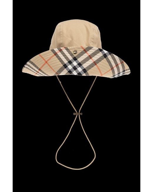 Burberry Black Check Brim Gabardine Bucket Hat