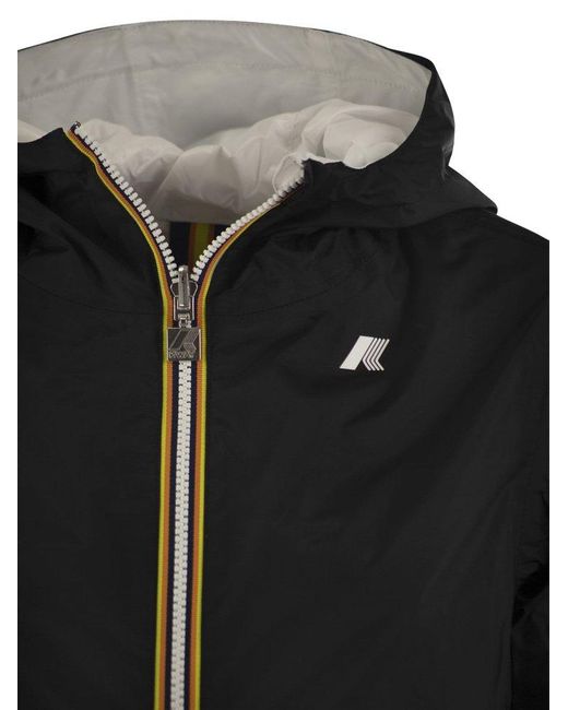 K-Way Black Logo Printed Reversible Hooded Jacket