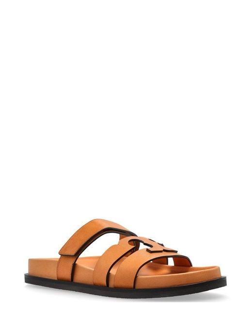 Tory Burch Brown Sport Slide Leather Sandals