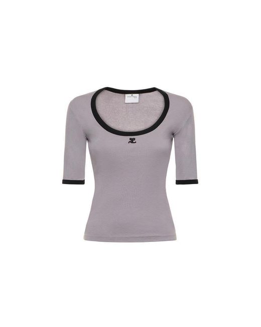 Courreges Purple Logo Embroidered Top