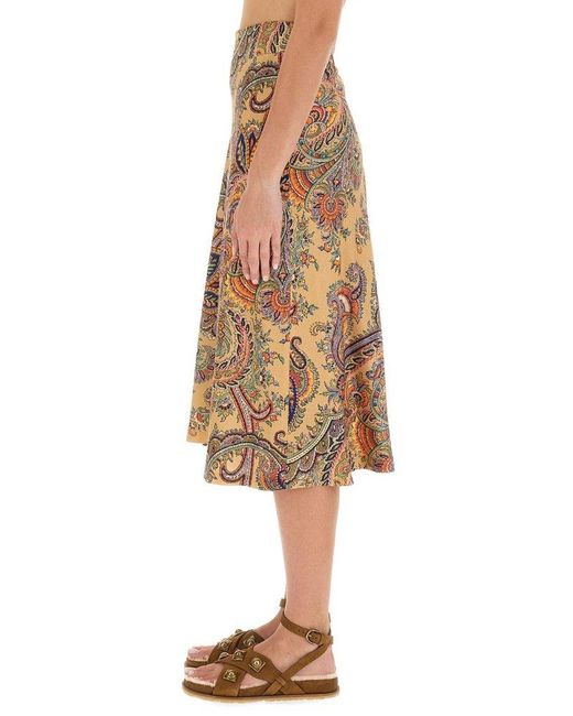 Etro Natural Paisley Print Skirt