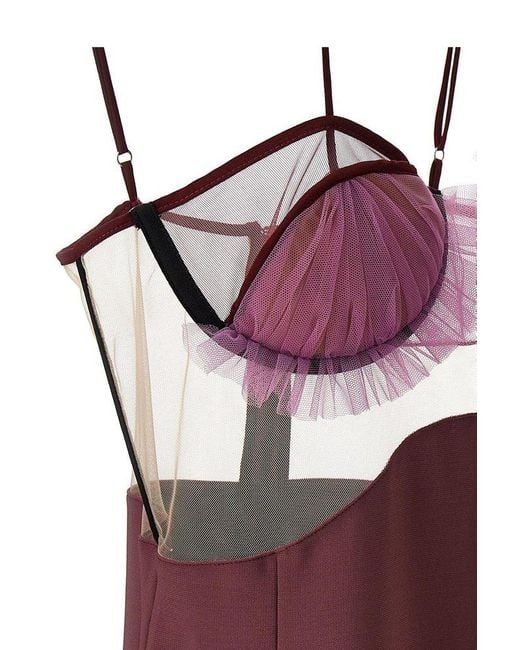 Nensi Dojaka Purple Explosive Flower Panelled Bustier Mini Dress