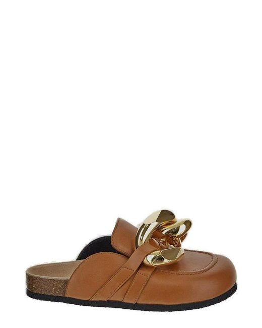 J.W. Anderson Brown Chain Link Detailed Slip-on Slides