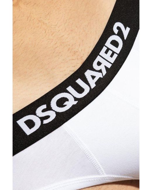 DSquared² White 2 Pack Logo Waistband Briefs for men