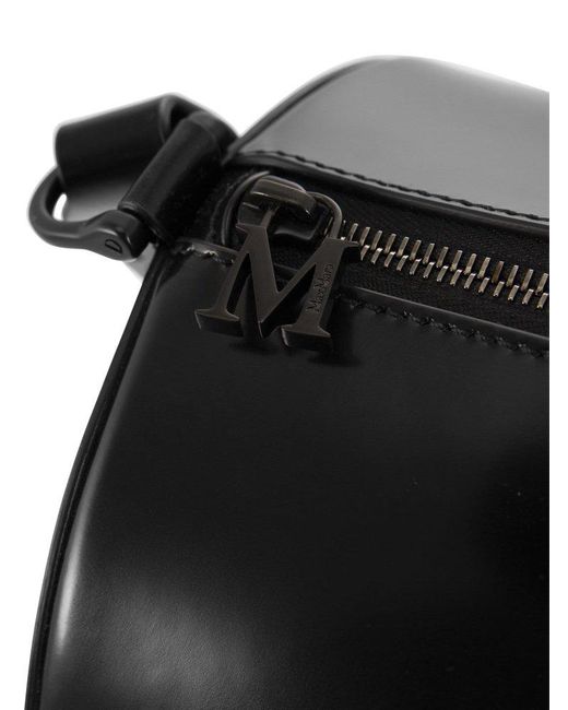 Max Mara Black Brushedroll L Leather Handbag