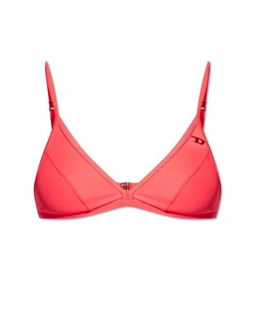 DIESEL Red Bfb-marisol Logo Plaque Bikini Top