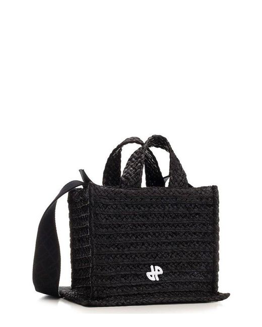Patou Black Jp Wovened Small Top Handle Bag