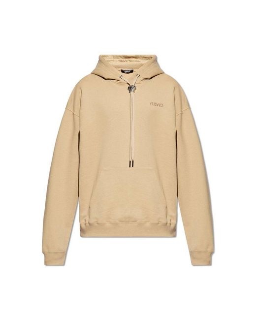 Versace Natural Hoodie With Logo, for men