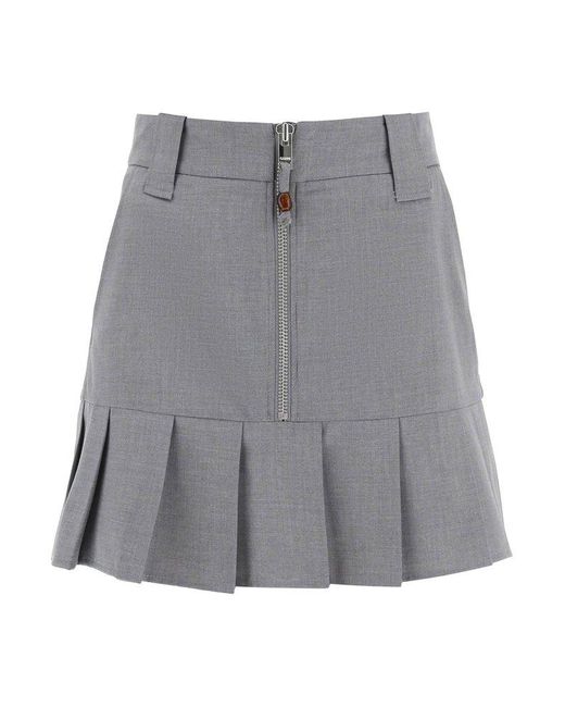Ganni Gray Pleated Mini Skirt