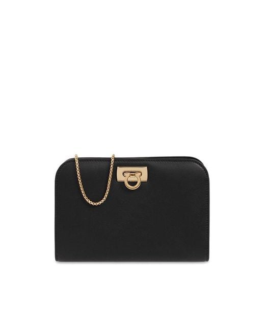 Ferragamo Diana Mini Chain Clutch Bag in Black | Lyst