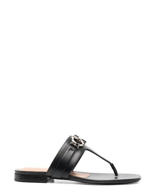 black ferragamo flip flops