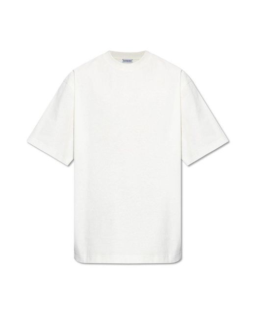 Burberry White T-shirt With Reverse Side Roll-up Effect, for men