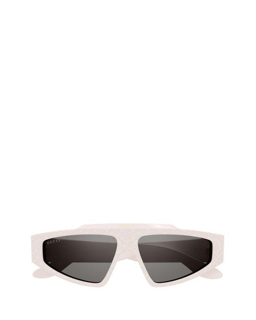 Gucci White Rectangle-frame Sunglasses for men