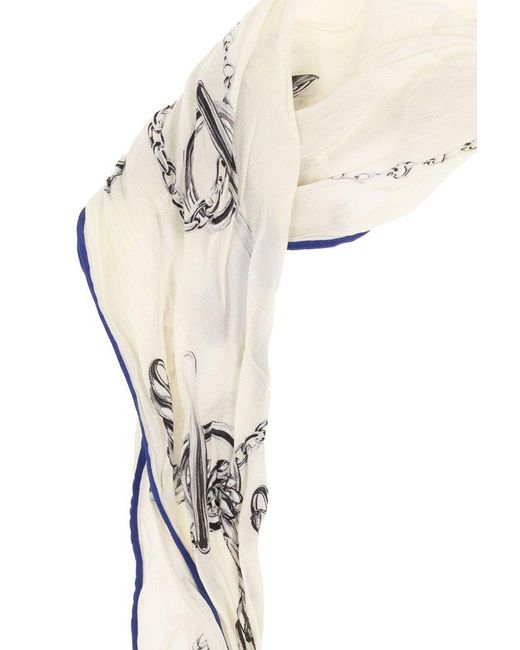 Burberry White Knight Hardware Contrasted Trim Scarf for men