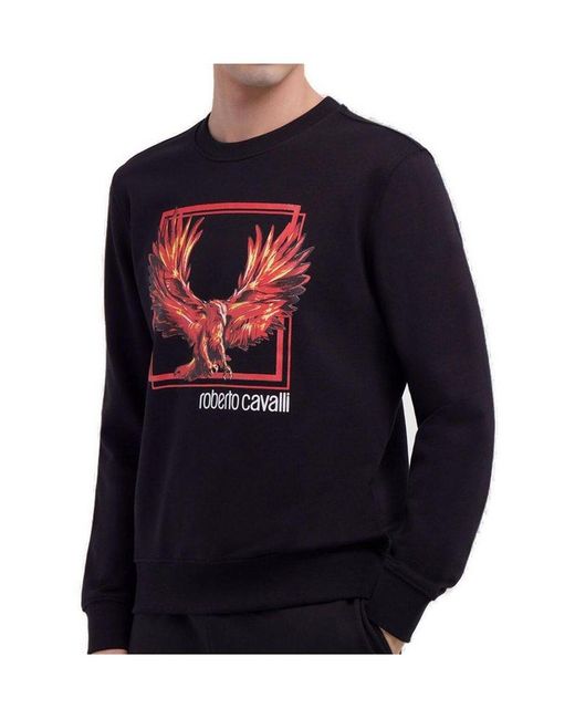 Roberto Cavalli Black Printed Sweatshirt for men