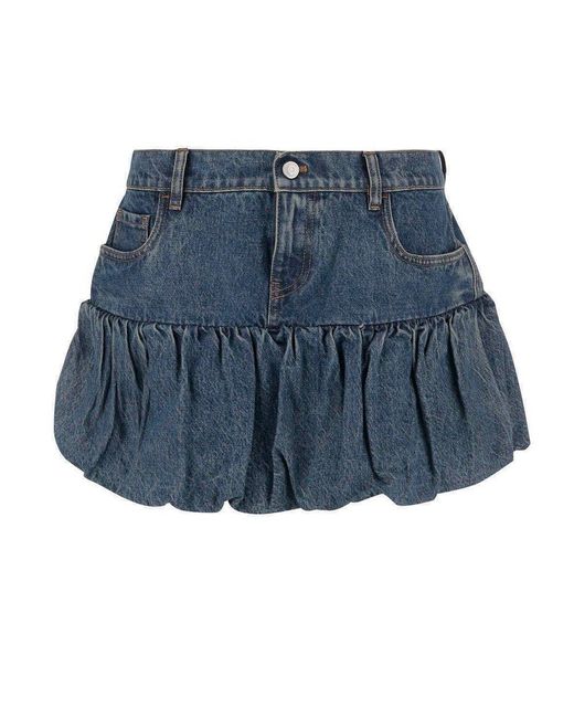 Coperni Blue Gathered Hem Denim Mini Skirt