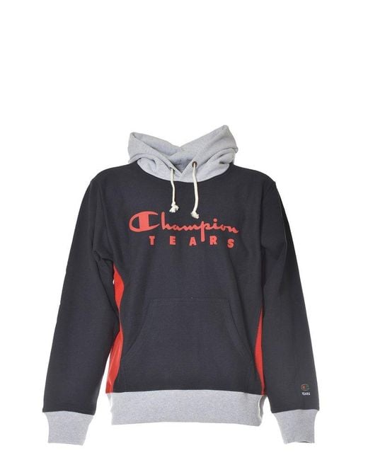 Champion Blue Tears Colour Blocked Drawstring Hoodie for men