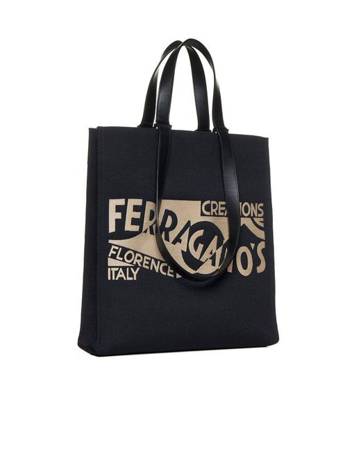 Ferragamo Black Resort Canvas Tote Bag for men