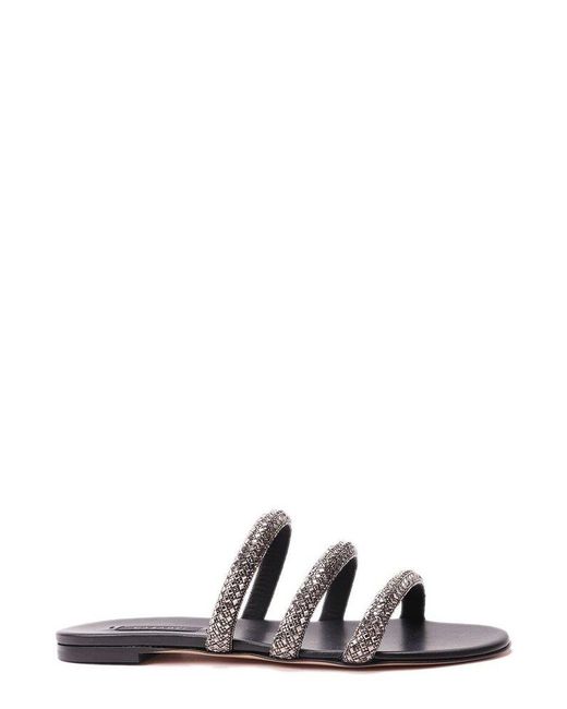Casadei Black Embellished Slip-on Sandals