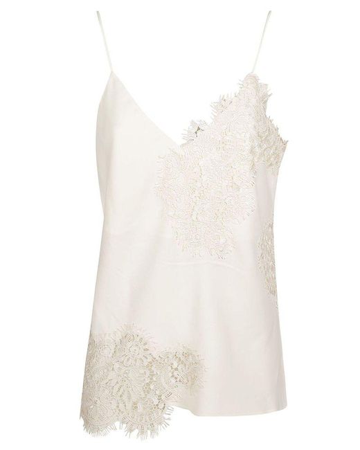 Rohe White Floral Lace Detailed V-neck Top
