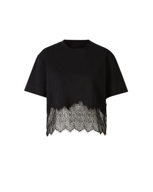 Givenchy Black Cropped Lace T-Shirt