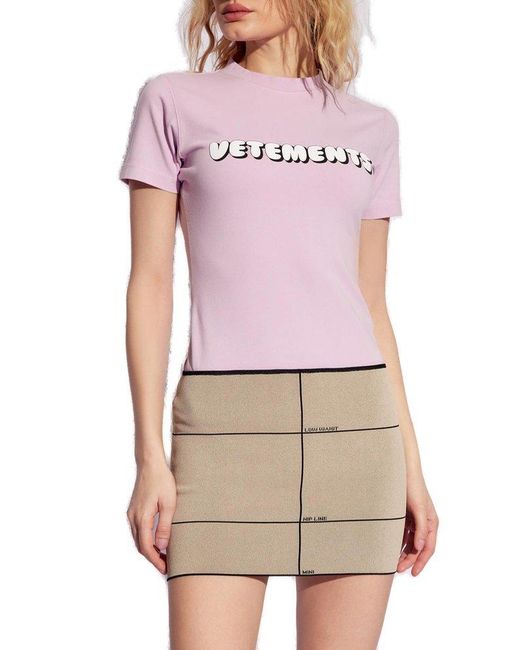 Vetements Pink Fitted T-shirt With Logo,