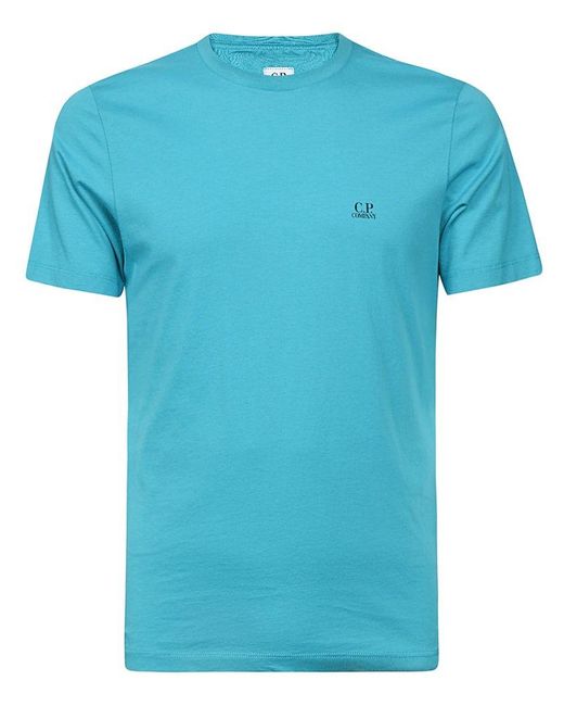 C P Company Blue Logo Printed Crewneck T-shirt for men
