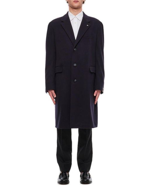 Tagliatore Black Notched-lapels Single-breasted Coat for men