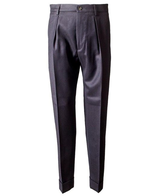 Berwich Blue Pleated Dress Pants for men