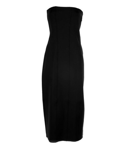 The Row Black Strapless Midi Dress