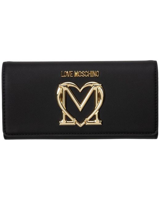 Love Moschino Logo Plaque Bifold Wallet in Black | Lyst UK