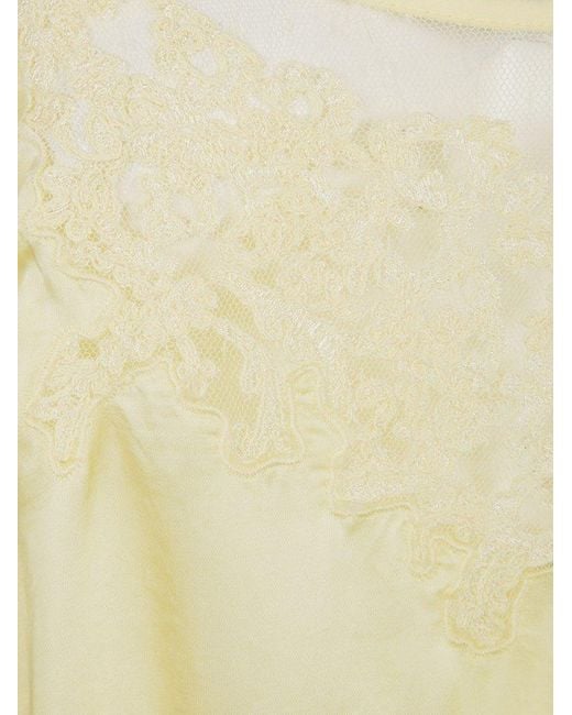 Twinset Yellow Embroidered Sleeveless Satin Top